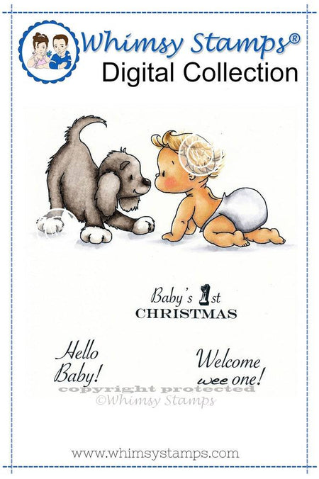 Baby Meets Puppy - Digital Stamp - Whimsy Stamps