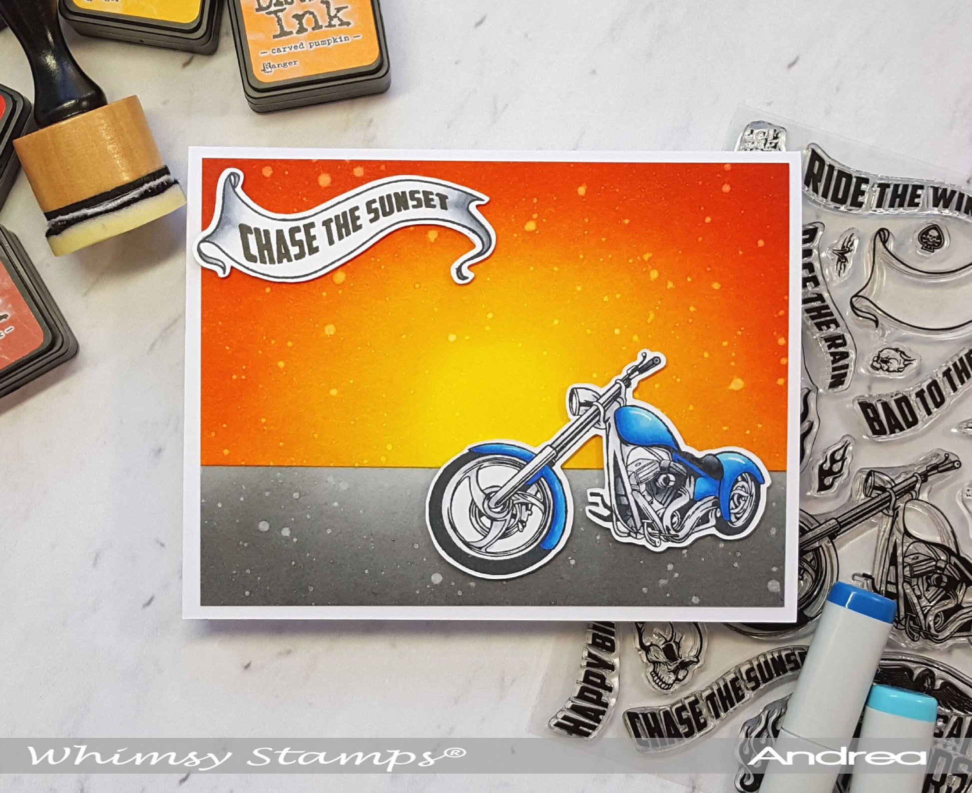 Biker Bad to the Bone Clear Stamps - Whimsy Stamps