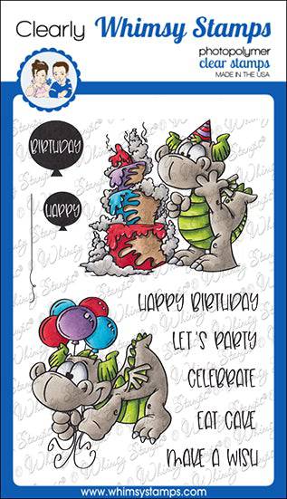 Birfday Party Dragons Clear Stamps - Whimsy Stamps