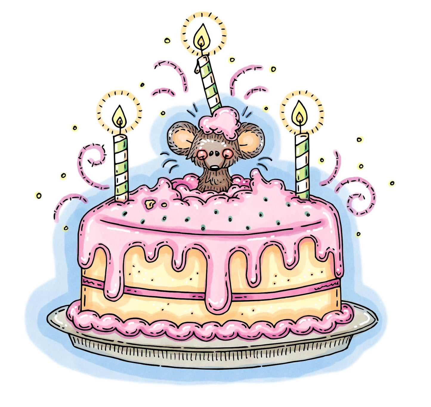 Birthday Cake Mouse - Digital Stamp - Whimsy Stamps