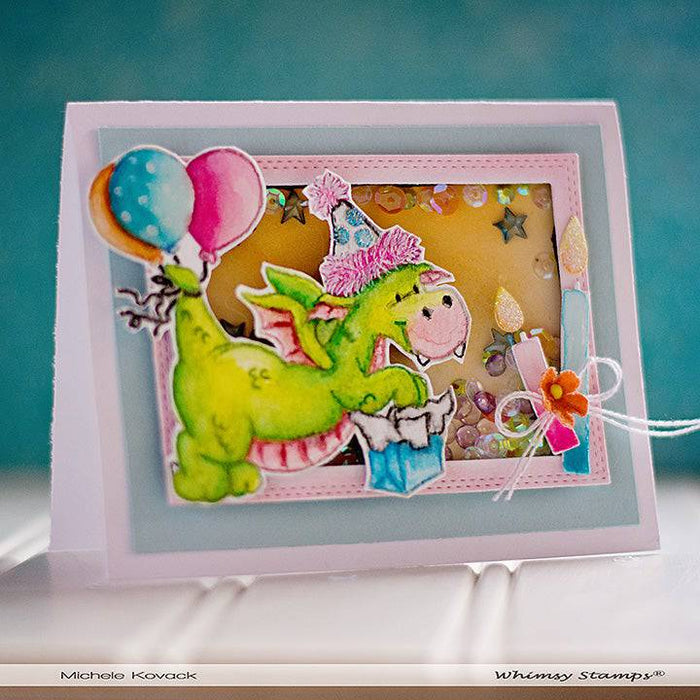Dragon Party Rubber Cling Stamp - Whimsy Stamps