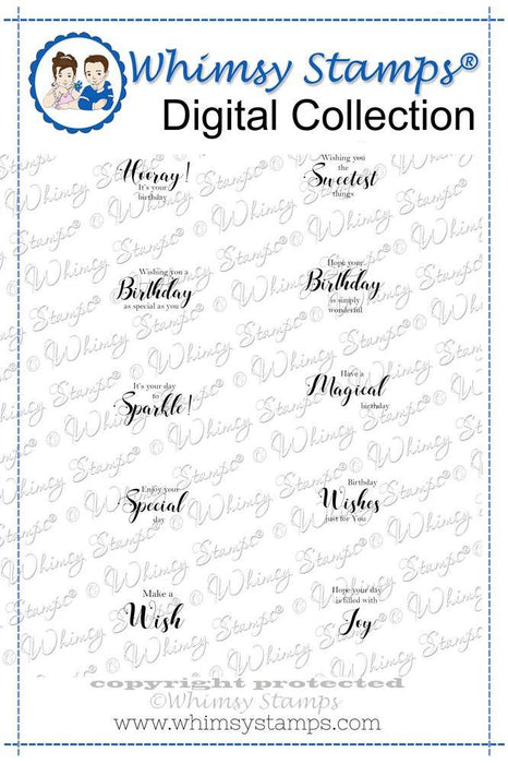Birthday Wishes Sentiments - Digital Sentiments - Whimsy Stamps