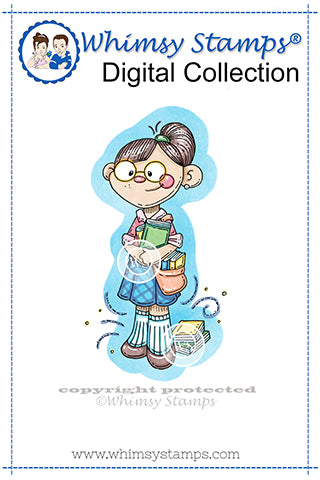Book Girl - Digital Stamp - Whimsy Stamps