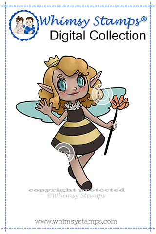 Bumblebee Fairy - Digital Stamp - Whimsy Stamps
