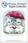 Bunnies Share Umbrella - Digital Stamp - Whimsy Stamps