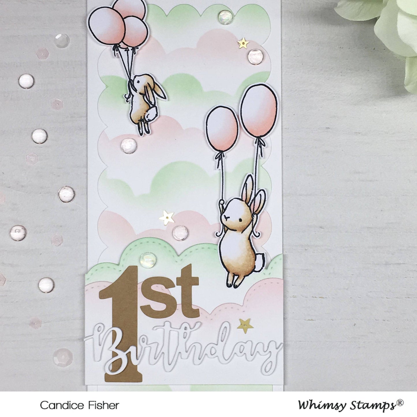 Bunny Balloons Clear Stamps - Whimsy Stamps