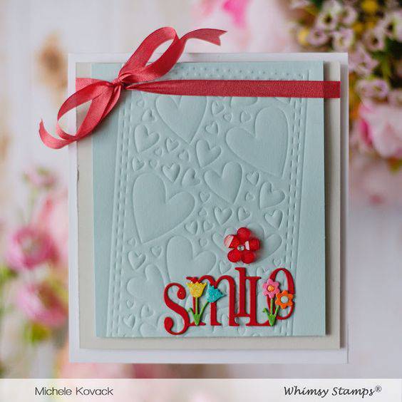 Slimline Hearts Background Die - Whimsy Stamps