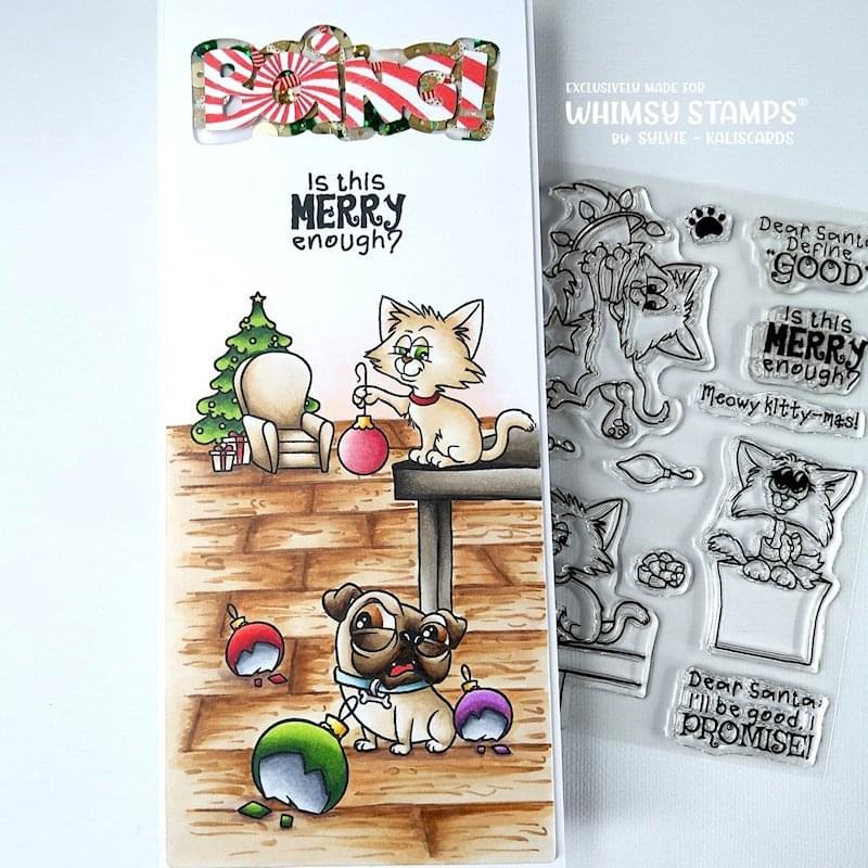 **NEW Cat Do Christmas Two Clear Stamps - Whimsy Stamps