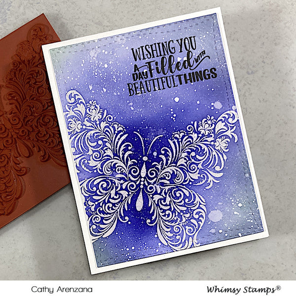 **NEW Elegant Butterfly Rubber Cling Stamp - Whimsy Stamps
