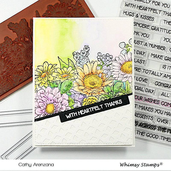 Gerbera Daisies Background Rubber Cling Stamp and Die Combo - Whimsy Stamps