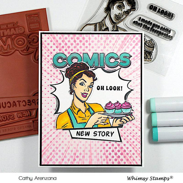 Comic Book Page Rubber Cling Stamp - Whimsy Stamps