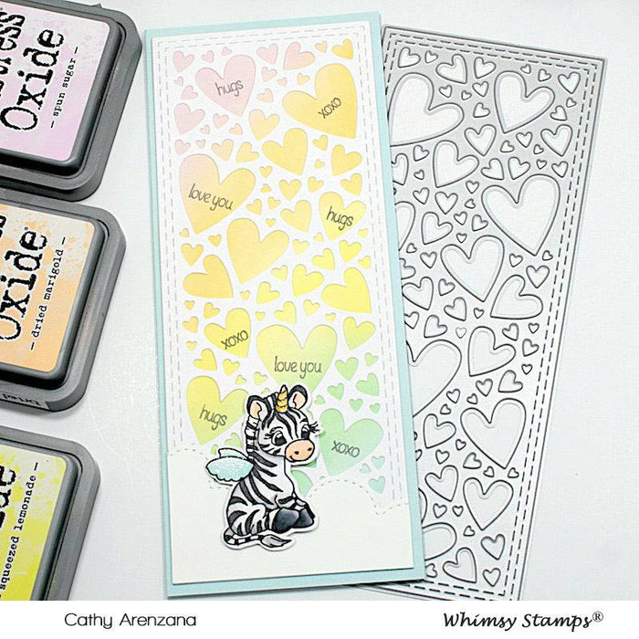 Slimline Hearts Background Die - Whimsy Stamps