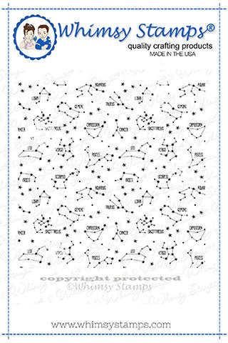 **NEW Celestial Zodiac Background Rubber Cling Stamp - Whimsy Stamps