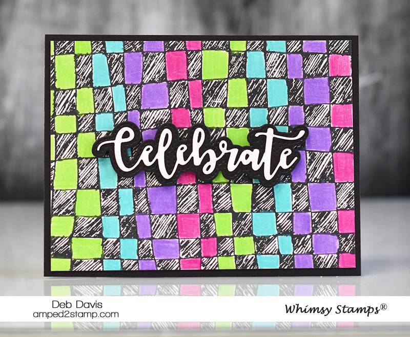 Checkerboard Doodles Background Rubber Cling Stamp - Whimsy Stamps