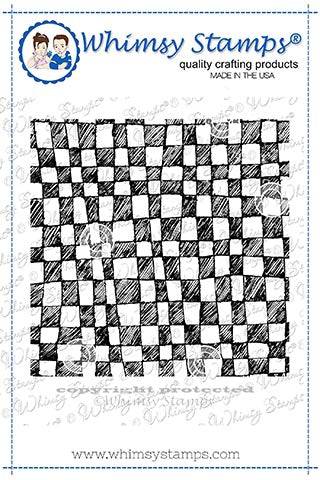 Checkerboard Doodles Background Rubber Cling Stamp - Whimsy Stamps