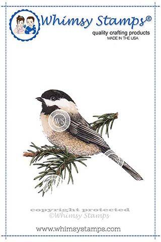 Chickadee Rubber Cling Stamp - Whimsy Stamps