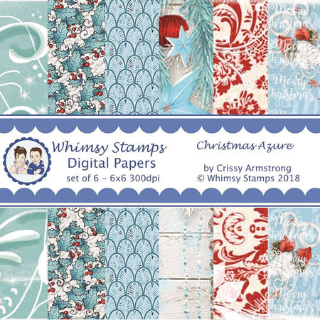 Christmas Azure Papers - Digital Papers - Whimsy Stamps