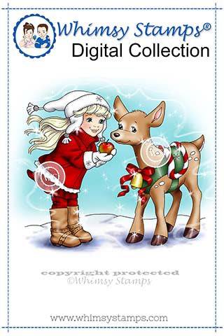 Christmas Reindeer - Digital Stamp - Whimsy Stamps