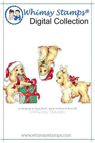 Christmas Spaniels Set - Digital Stamp - Whimsy Stamps