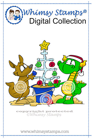 Coral Christmas Tree - Digital Stamp - Whimsy Stamps