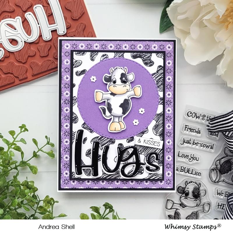 **NEW Cow Print Background Rubber Cling Stamp - Whimsy Stamps