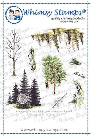Create a Scene - Forest Rubber Cling Stamp - Whimsy Stamps