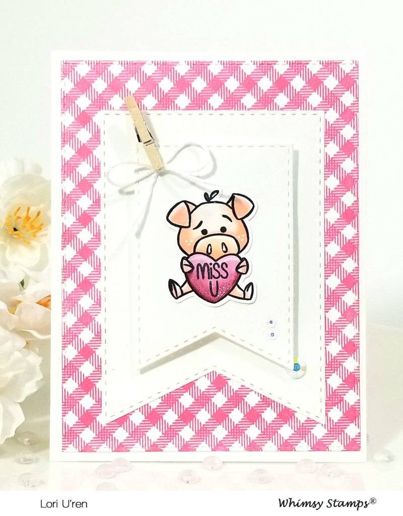 Criss Cross Gingham Background Rubber Cling Stamp - Whimsy Stamps