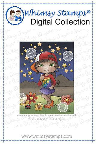 Polka Dot Pals Tazanna Star Dreams - Digital Coloring Scene - Whimsy Stamps