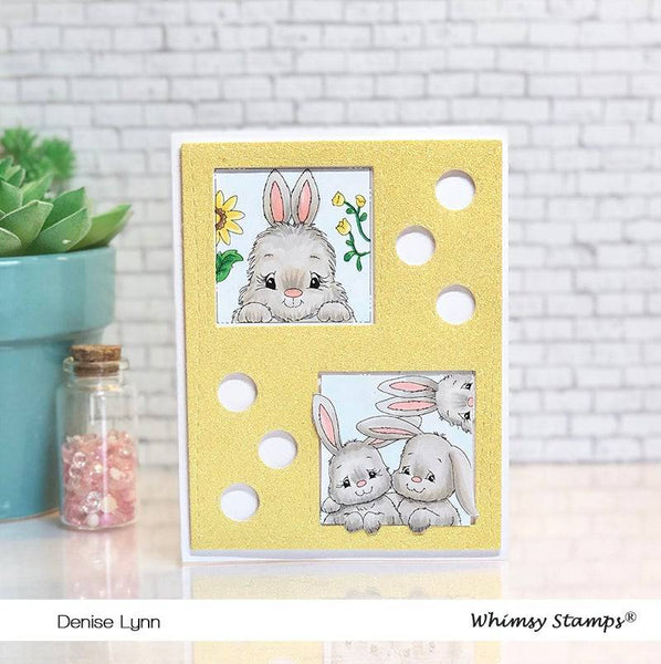 Bunny Spring Squares Rubber Cling Stamp - Whimsy Stamps