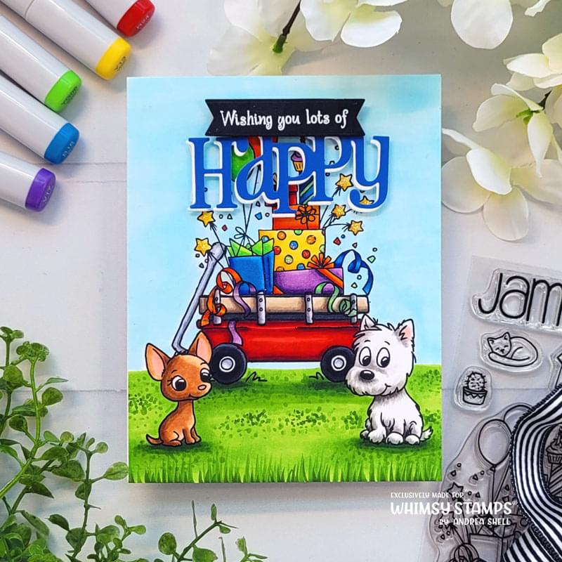 **NEW Doggie Birthday Party 2 Clear Stamps - Whimsy Stamps