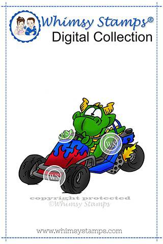 Dragon Go Cart - Digital Stamp - Whimsy Stamps