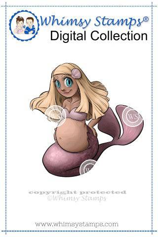 Expecting Mermaid - Digital Stamp - Whimsy Stamps