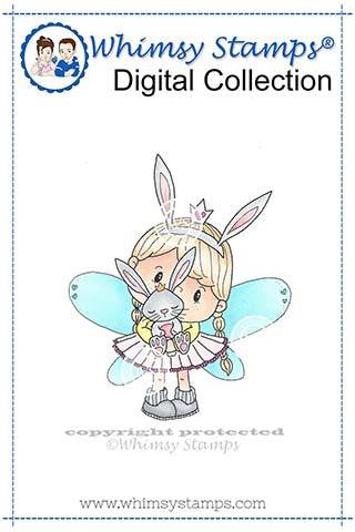 Fairy Princess Bunny - Digital Stamp - Whimsy Stamps