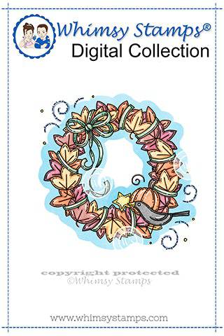 Fall Wreath - Digital Stamp - Whimsy Stamps