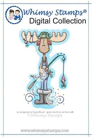 Fisher Moose - Digital Stamp - Whimsy Stamps