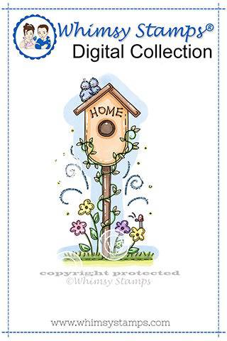 Garden Birdhouse - Digital Stamp - Whimsy Stamps