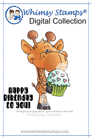 Giraffe Cupcake - Digital Stamp - Whimsy Stamps