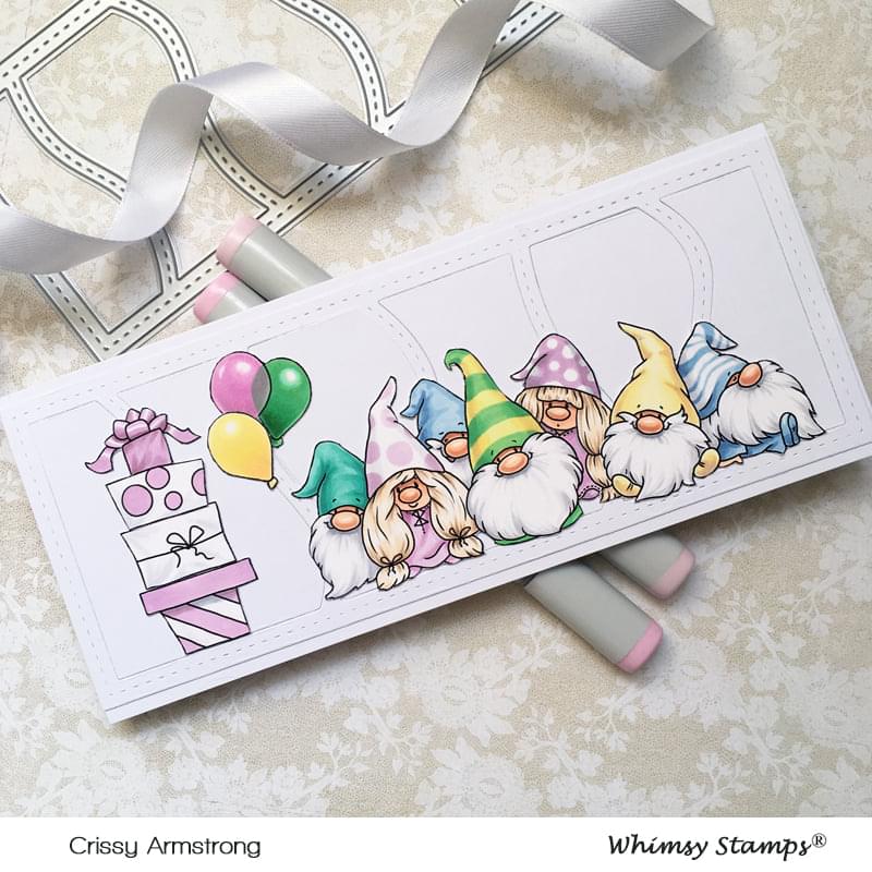 **NEW Gnome Party Row Clear Stamps - Whimsy Stamps