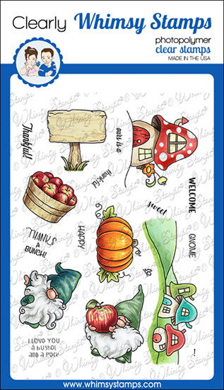 **NEW Gnome So Thankful Clear Stamps - Whimsy Stamps