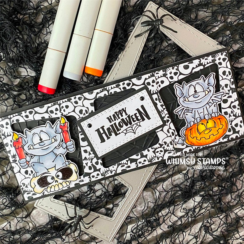 Goth Skulls Background Rubber Cling Stamp - Whimsy Stamps