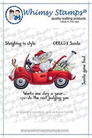 Greedy Santa Rubber Cling Stamp - Whimsy Stamps
