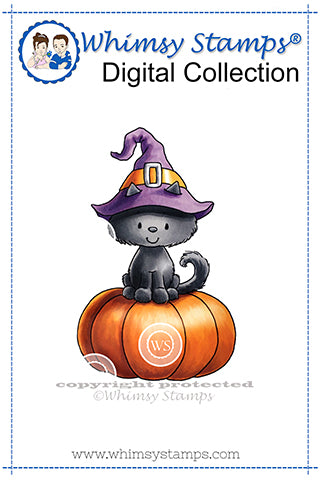 Halloween Cat - Digital Stamp - Whimsy Stamps