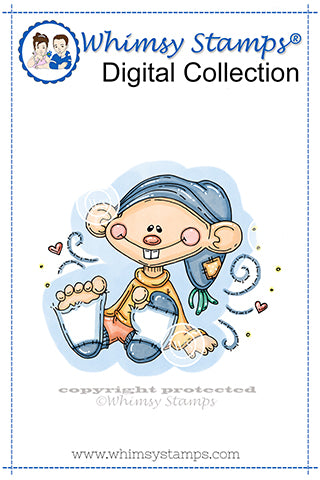Happy Little Gnome - Digital Stamp - Whimsy Stamps