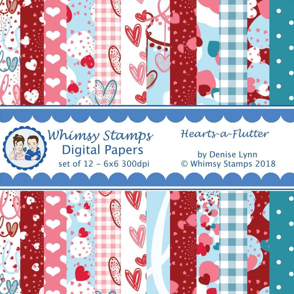 Hearts a Flutter - Digital Papers - Whimsy Stamps