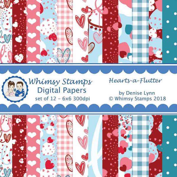 Hearts a Flutter - Digital Papers - Whimsy Stamps