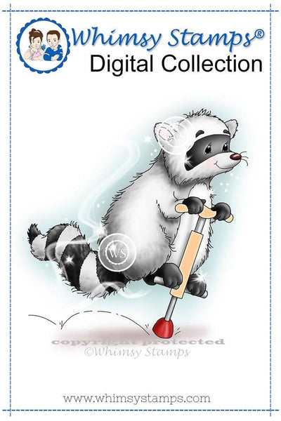Hopping Raccoon - Digital Stamp - Whimsy Stamps