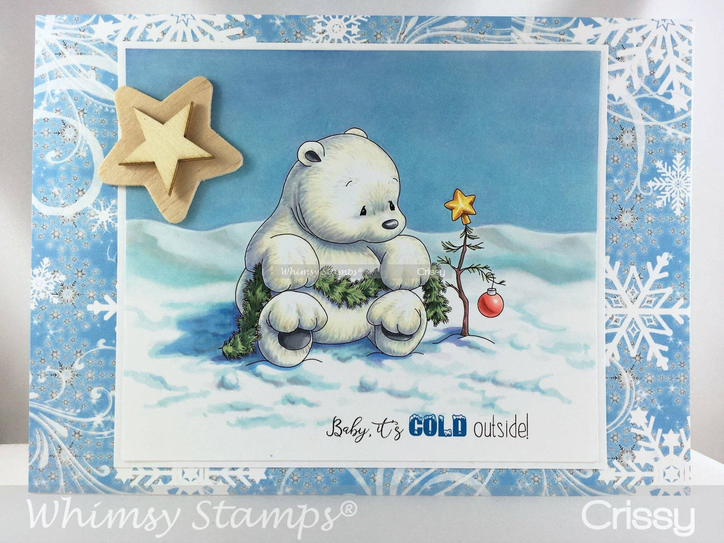 Polar Bear's Christmas Tree - Digital Stamp - Whimsy Stamps