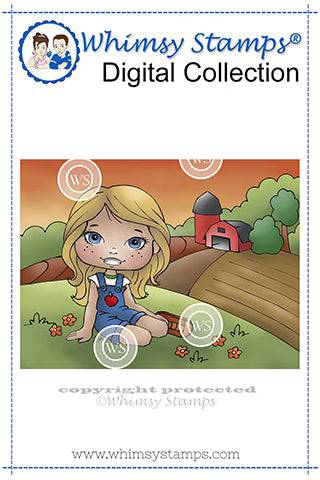 Polka Dot Pals Jayden Farm Break - Coloring Scene Digital Stamp - Whimsy Stamps