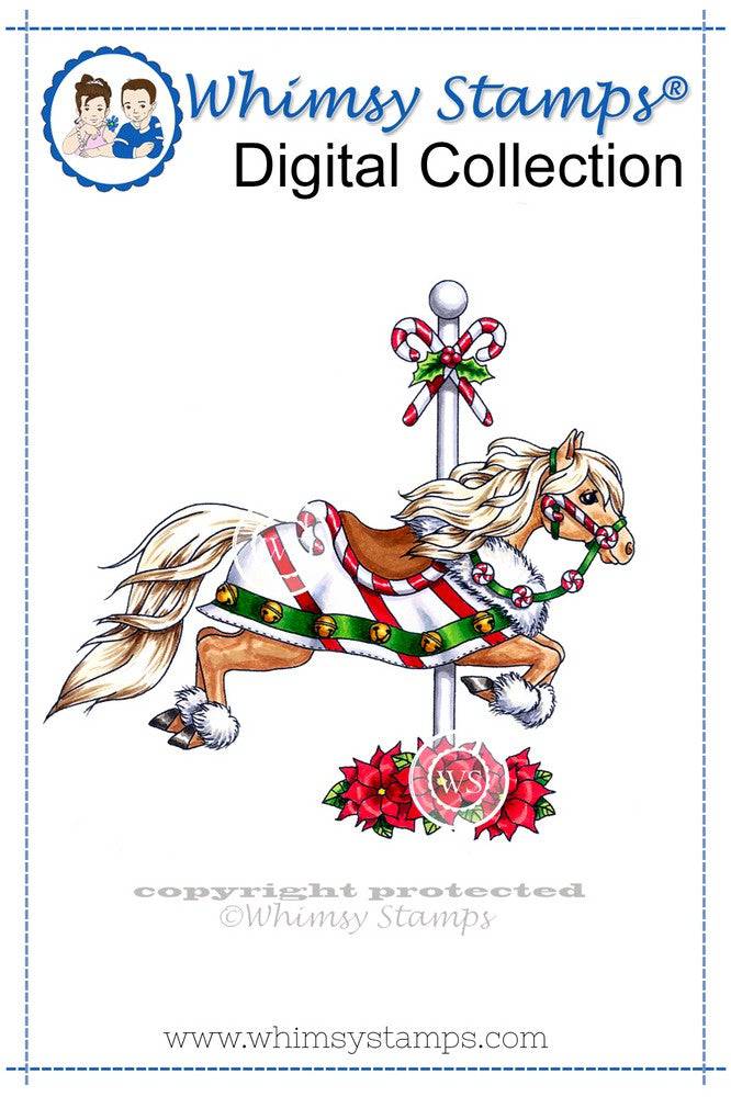 Carousel Horse Jingle Bell Ride - digital stamp - Whimsy Stamps