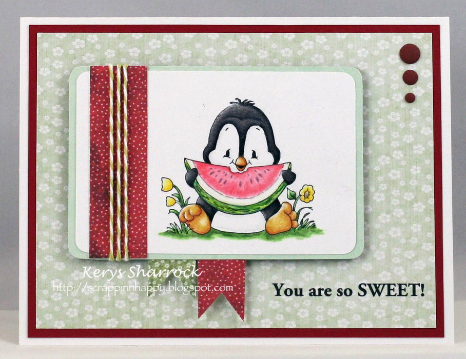 Penguin Loves Watermelon - Digital Stamp - Whimsy Stamps